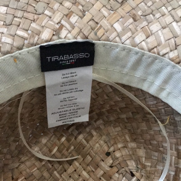 Tirabasso Straw Hat with Butter Yellow Rim and Bandanna Made in Italy New - Picture 2 of 5